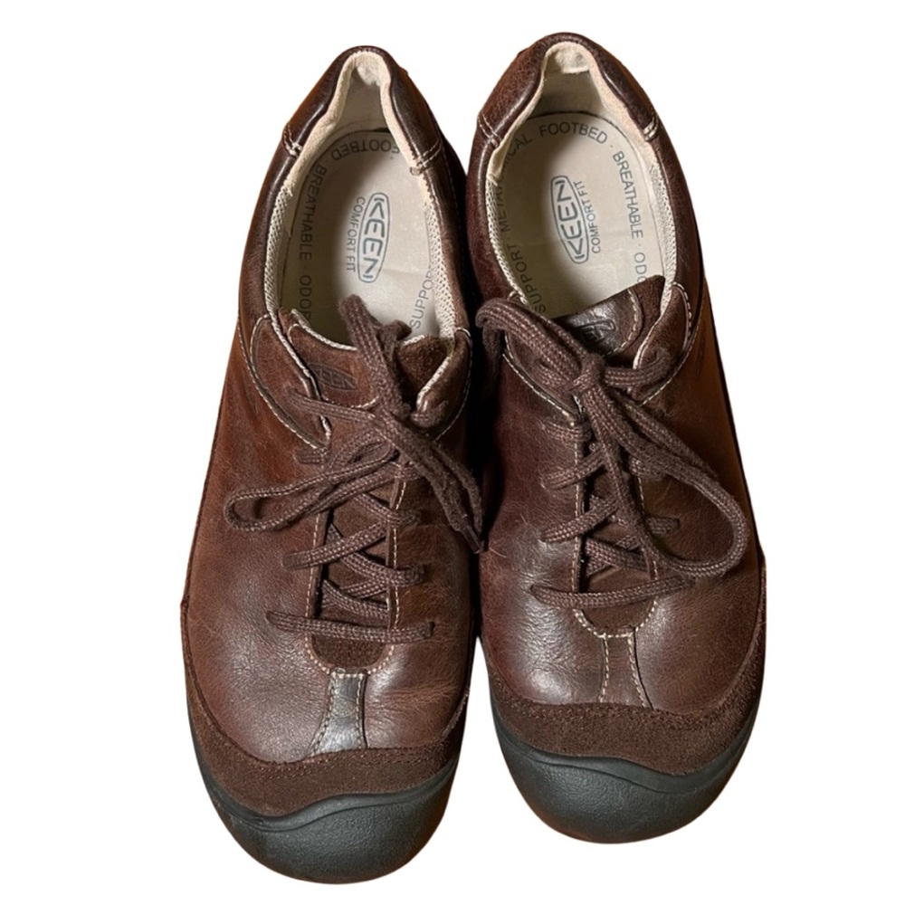 Keen Brown Leather and Suede Comfort Fit Tennis Walking Shoe. Women’s 10 EU 40.5